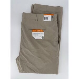 Savane Pants Mens 40x29 Beige Textured Linen Blend No Iron Performance NEW